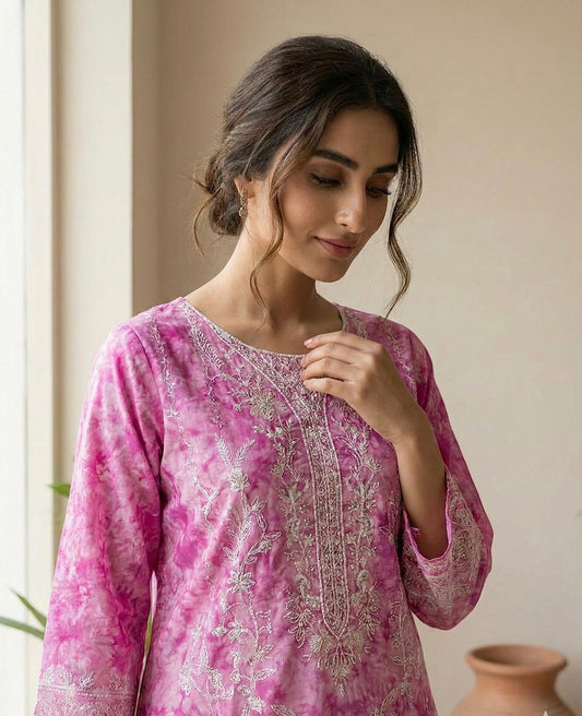 Shocking Pink Doria Lawn 3PC
