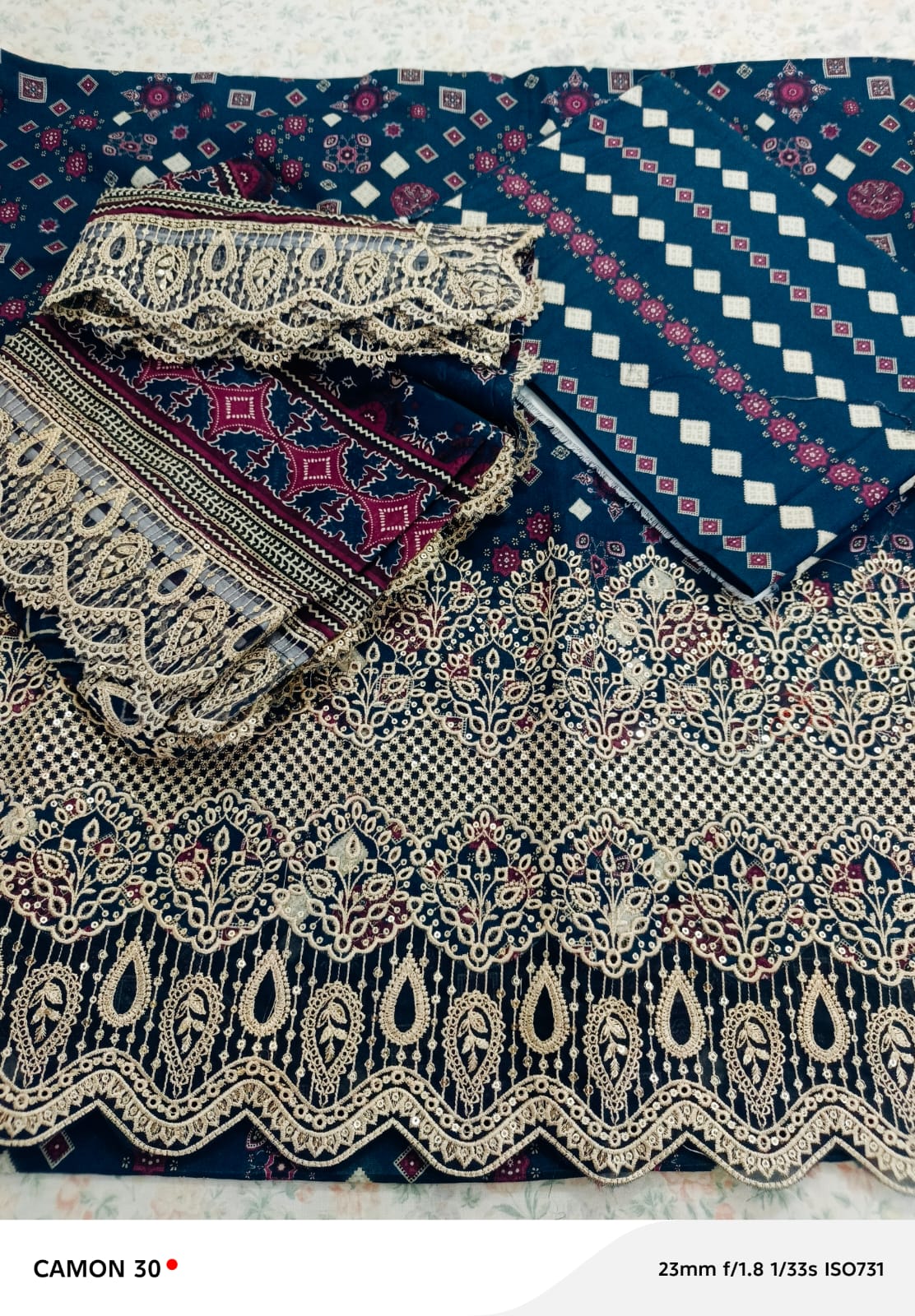 Blue & Yellow Elegant Lawn Dress Beautiful Embroidery with a Graceful Look