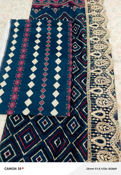 Blue & Yellow Elegant Lawn Dress Beautiful Embroidery with a Graceful Look