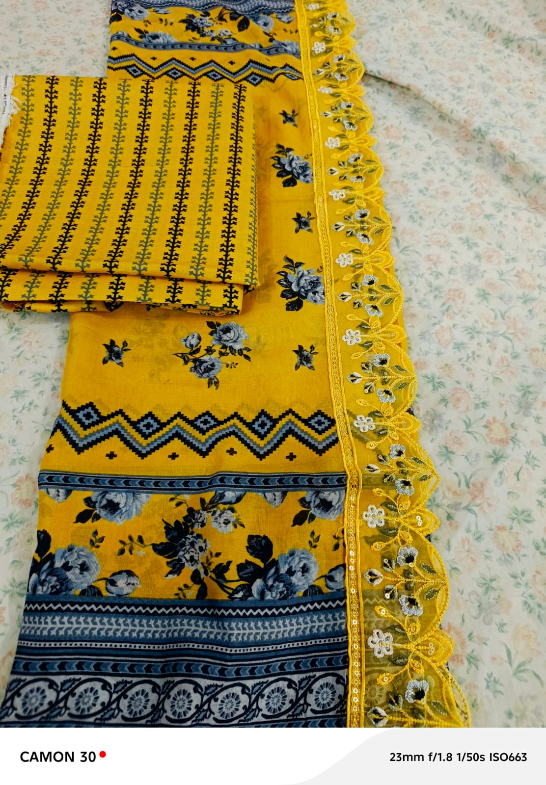 Blue & Yellow Elegant Lawn Dress Beautiful Embroidery with a Graceful Look