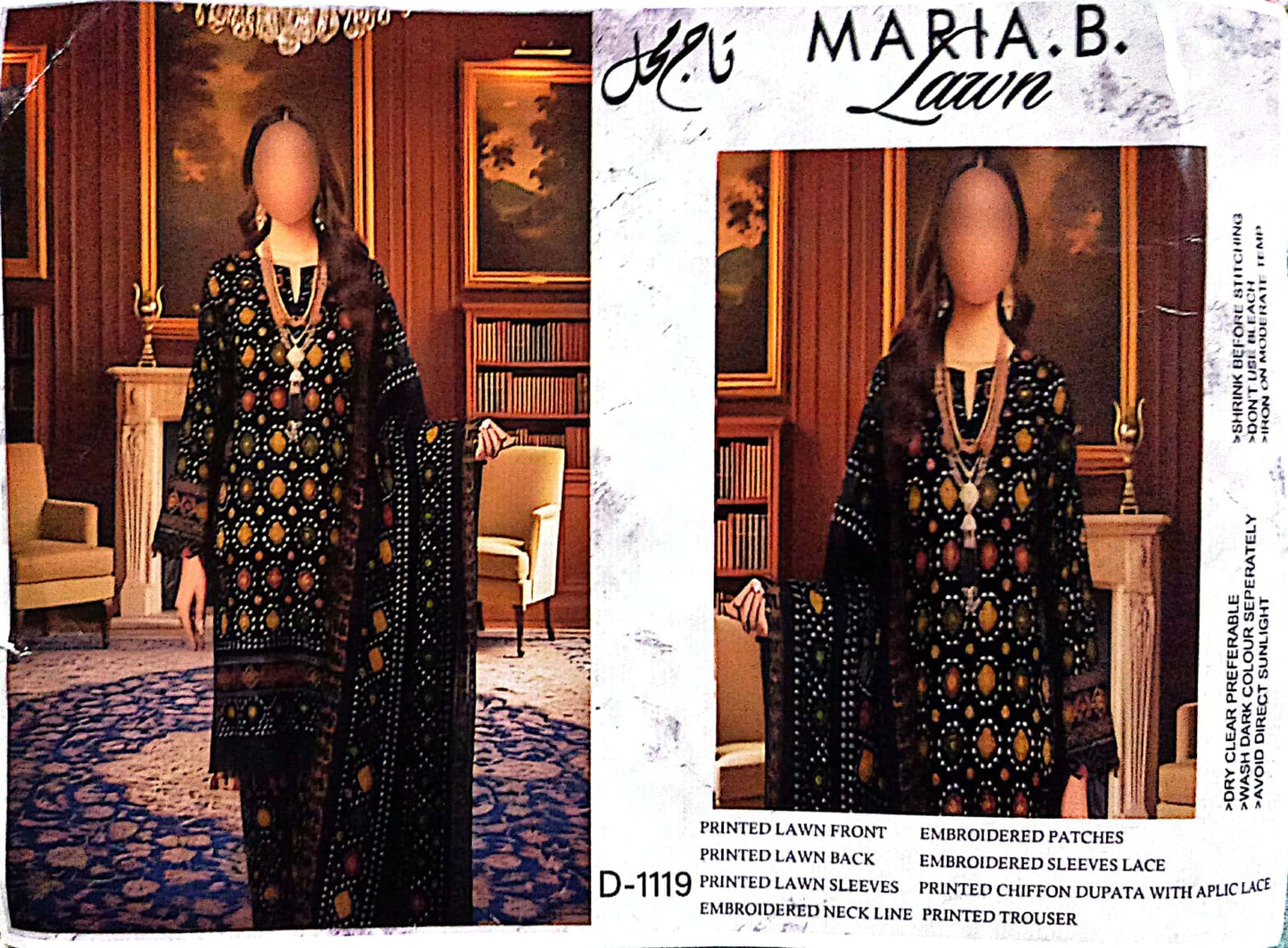 MARIA.B Black Chunri Lawn Embroidery Dress