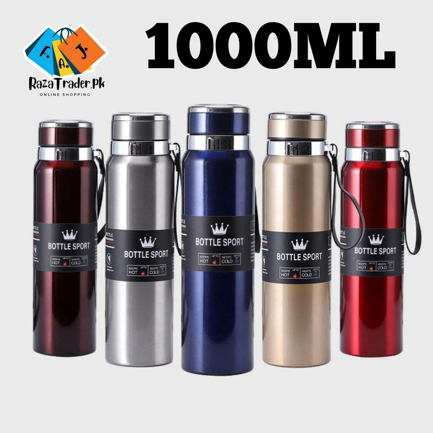 Imported Original 1000ml Stainless Steel Cold & Hot Water Bottle for Boys Girls & Kids , Sports & Gym | Thermos Flask (1 Liters)