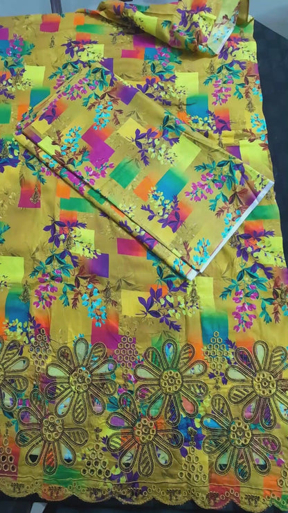 Multicolor 3pcs Law katwar with embroidery Dress